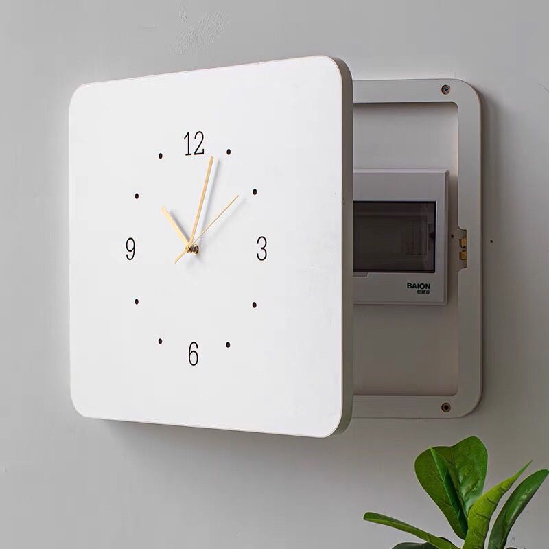 シンプルな装飾画電気時計ボックス北欧時計付きの掛け時計の掛け時計は時計の客間を遮って穴を開けないでください。|undefined