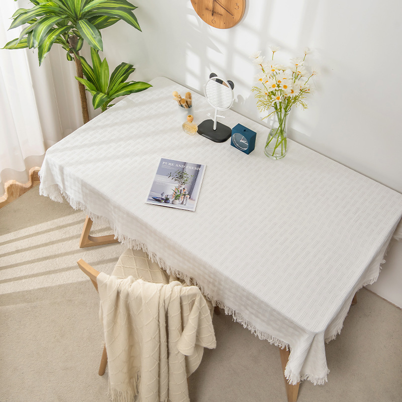 Francés ins estilo algodón mantel de lino al por mayor mantel de escritorio blanco luz de lujo de alto grado de encaje mesa de café mantel