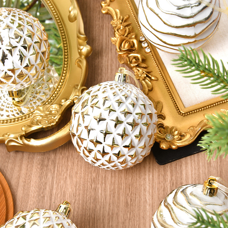 Decoración de Navidad 8CM colgante de bola de Navidad de plástico en el hogar tienda ventana de vestir árbol de Navidad colgante bola