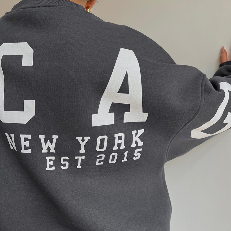 Fashion Letter Round Neck Long Sleeve Regular Sleeve Printing Hoodie