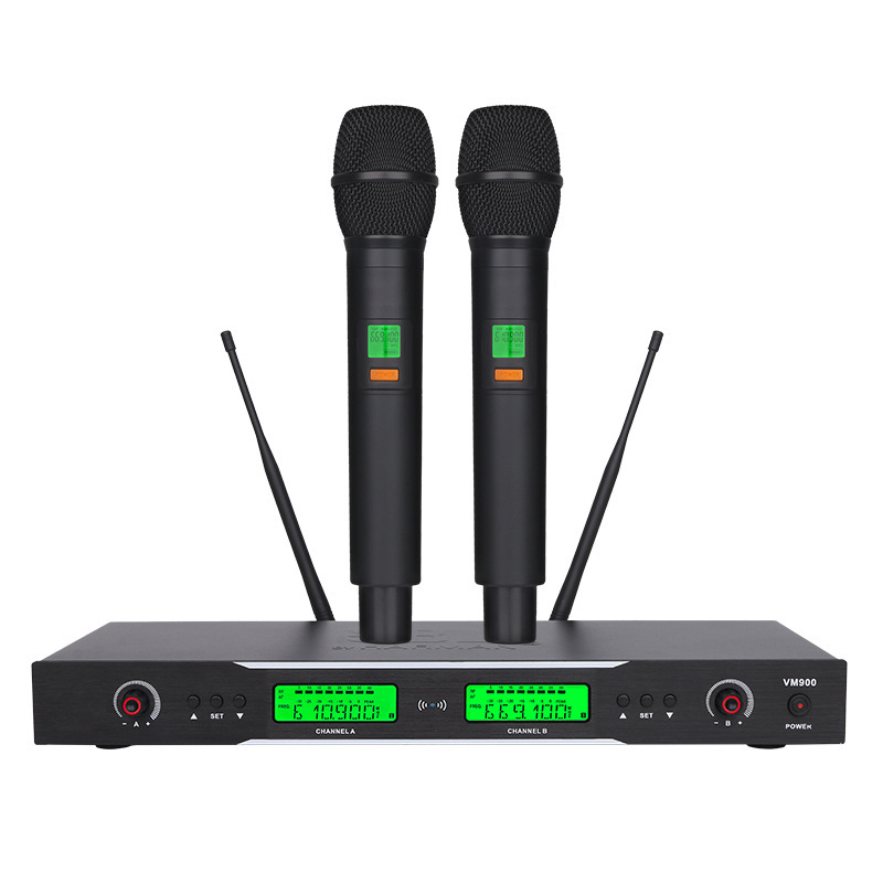 True Diversity Wireless Microphone System, One-To-Two Fm U-Band, Professional for Ktv, Home Singing, Stage Performances, Outdoor Use