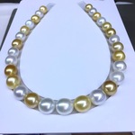 天然海水白蝶白金混彩南洋珍珠项链11-13mm近圆强光字微瑕