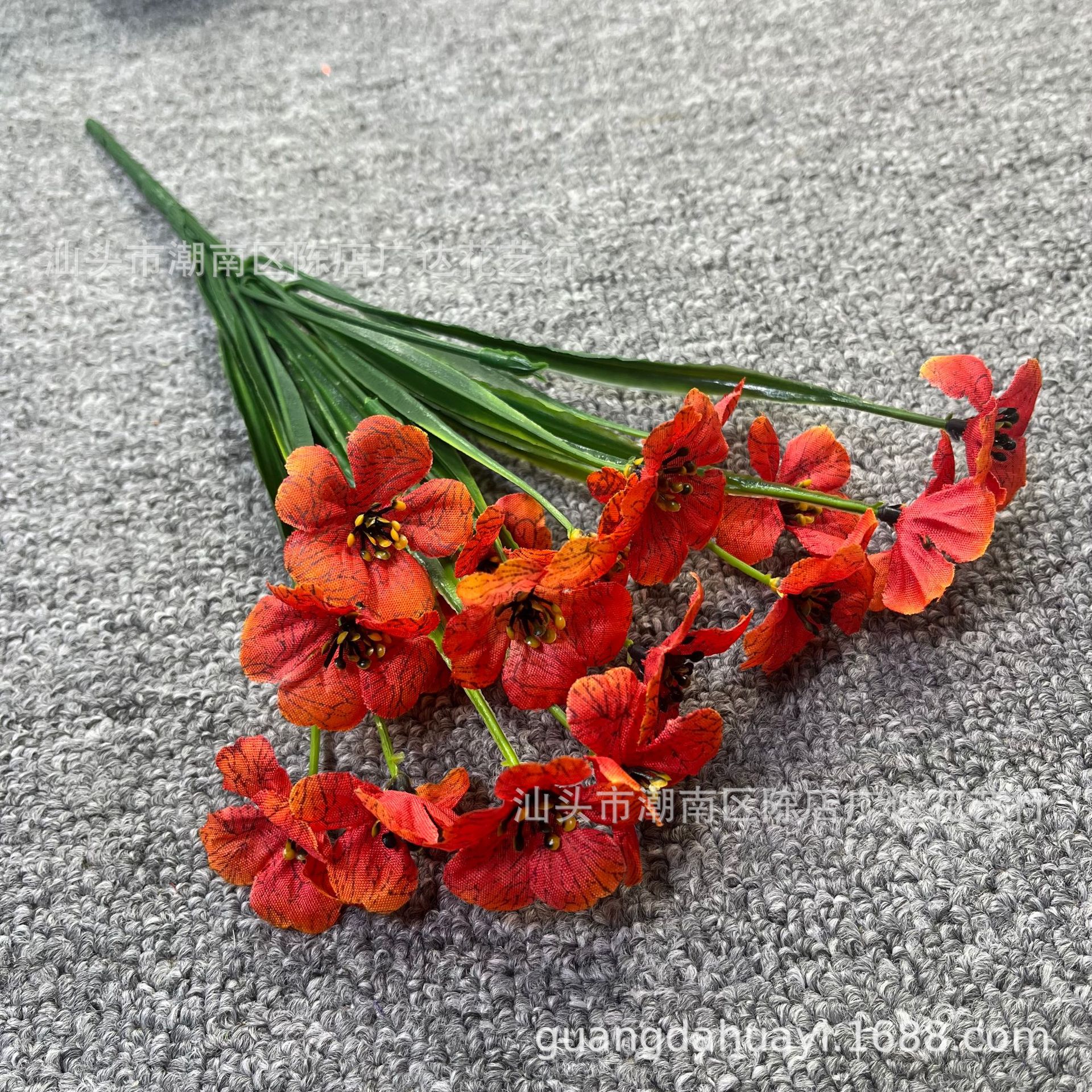 5 cabezas de hierba de primavera serigrafía violeta puesta de sol rojo