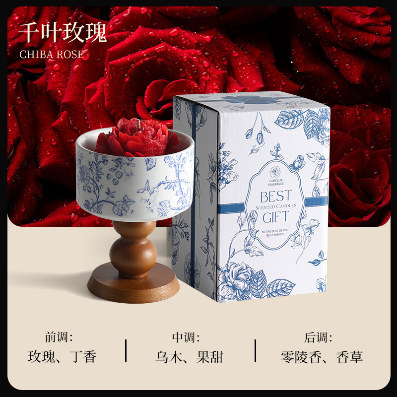 ツバキの花香薫ろうそく礼箱結婚お土産高級誕生日プレゼント大豆ワックス香薫雰囲気感置物|undefined