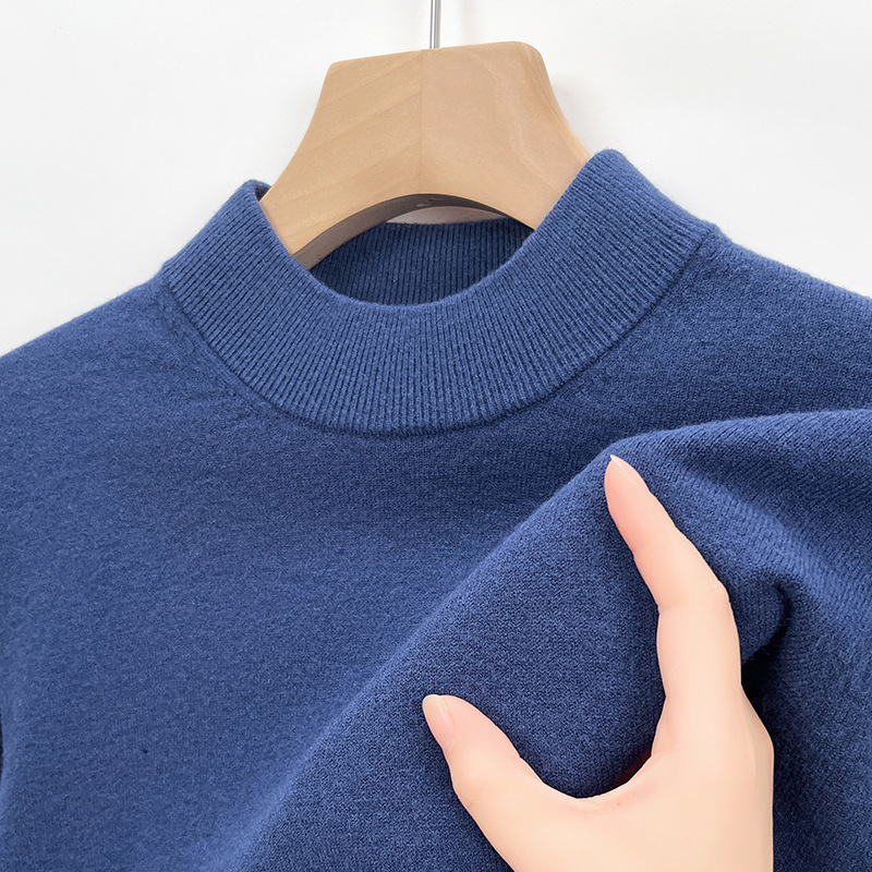 冬の新商品の男性式の半高襟のウールのセーターは厚くて暖かい長袖のニットの服の軽い豪華な紳士服の純色のセーターの男性を厚くします。|undefined