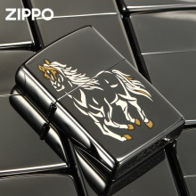 zippo正品原装官网防风煤油芝宝打火机黑冰骏马奔腾创意个性送礼