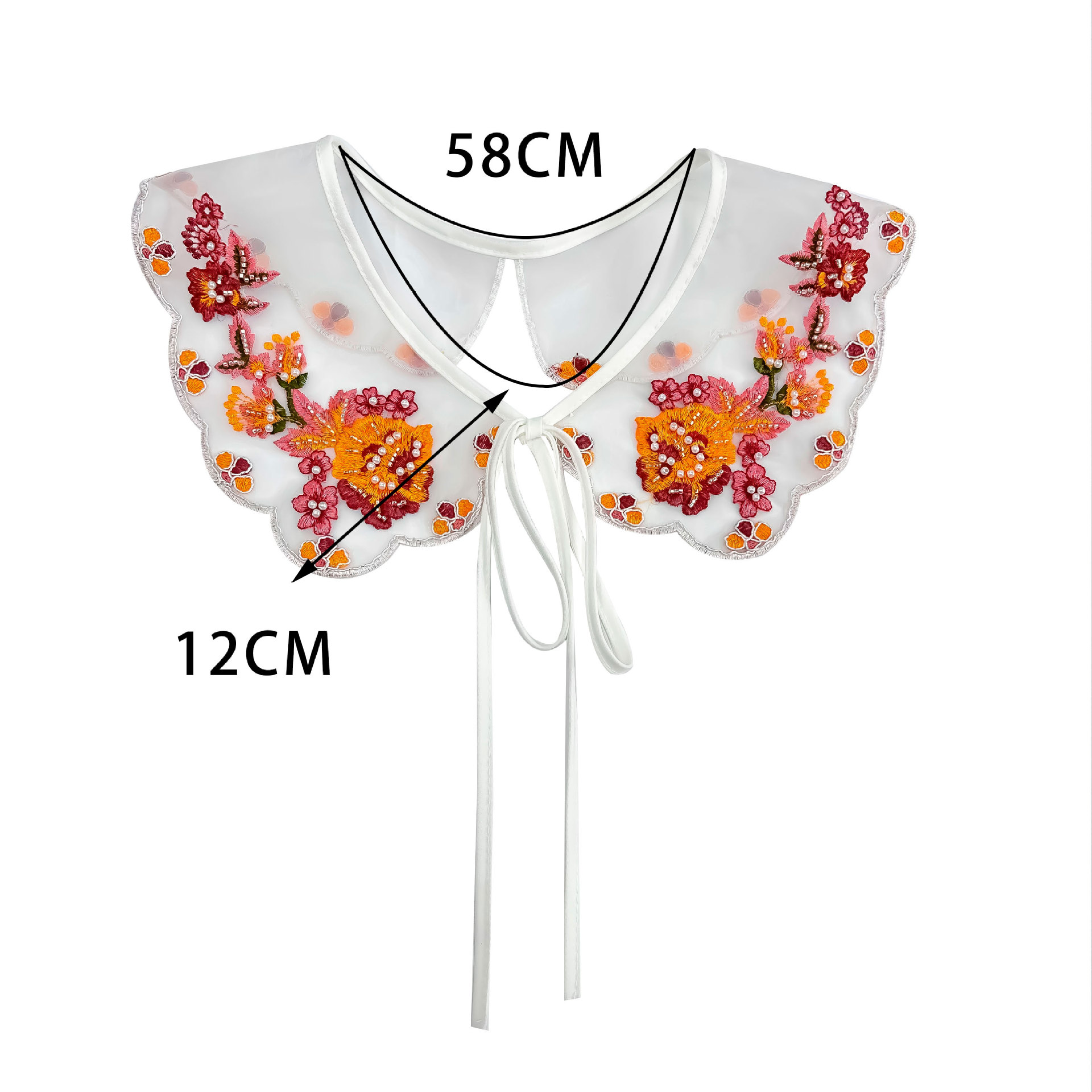 Color bordado ergena cuello falso estilo chino flores y pájaros correa decoración cuello vestido accesorios multicolor chal image 5