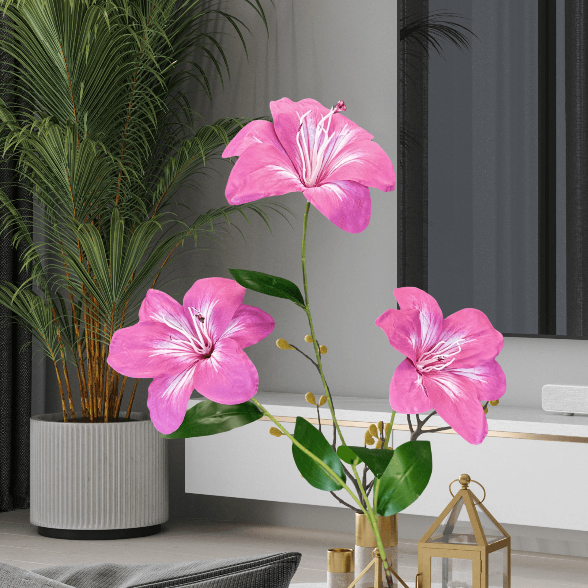 Simulación de 3 cabezas de lirio impresa en 3D lirio boda decoración del hogar decoración de flores falsas transfronterizas al por mayor