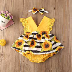 Baby girl dress summer dress one-year-old princess skirt triangle crawling clothes cute fashionable short-sleeved butt skirt baby skirt
