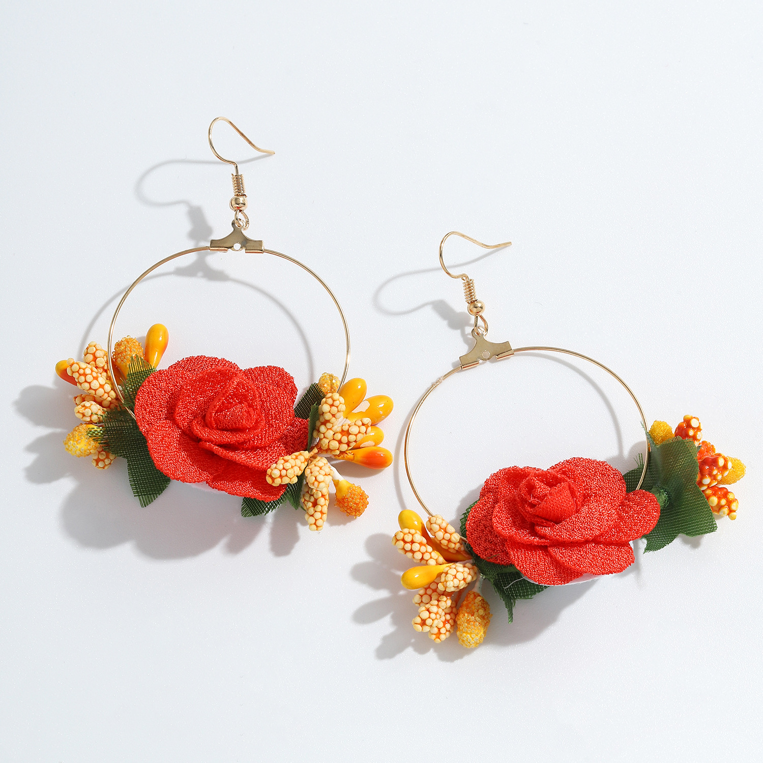 7g Weight Alloy Ear Needle Material Drop Earrings Classification Anniversary, Business, Travel, Birthday, Festival Occasion Alloy, Gauze Material Flower Pattern Women'S Gender Ethnic Style Style White, Pink, Purple, Red, Blue Color Ethnic Style Flower Alloy Gauze Drop Earrings 15