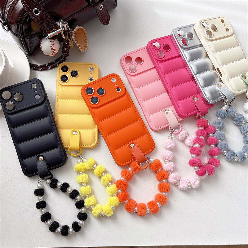 Puffer Jacket Style Phone Case With Lanyard For Iphone Series_voghion.com
