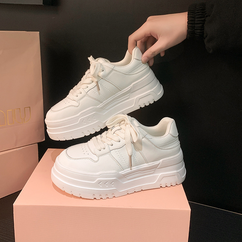 Mismo estilo que callme1m7~2025, nuevas zapatillas blancas de suela gruesa, zapatillas deportivas y casuales de moda para mujer