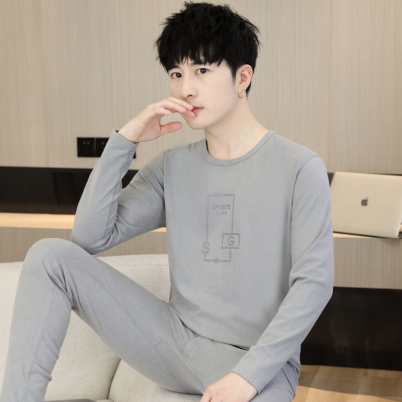 남성용 새 벨벳 열 속옷 세트, 벨벳, 추적 없음, 자체 가열, 청소년 및 학생을 위한 두꺼운 가을 옷 및 바지