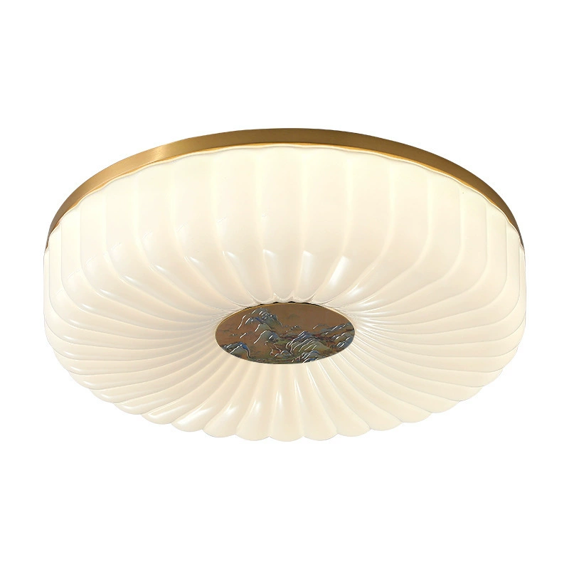 Copper ceiling light, cream LED trench coat, Chinese style