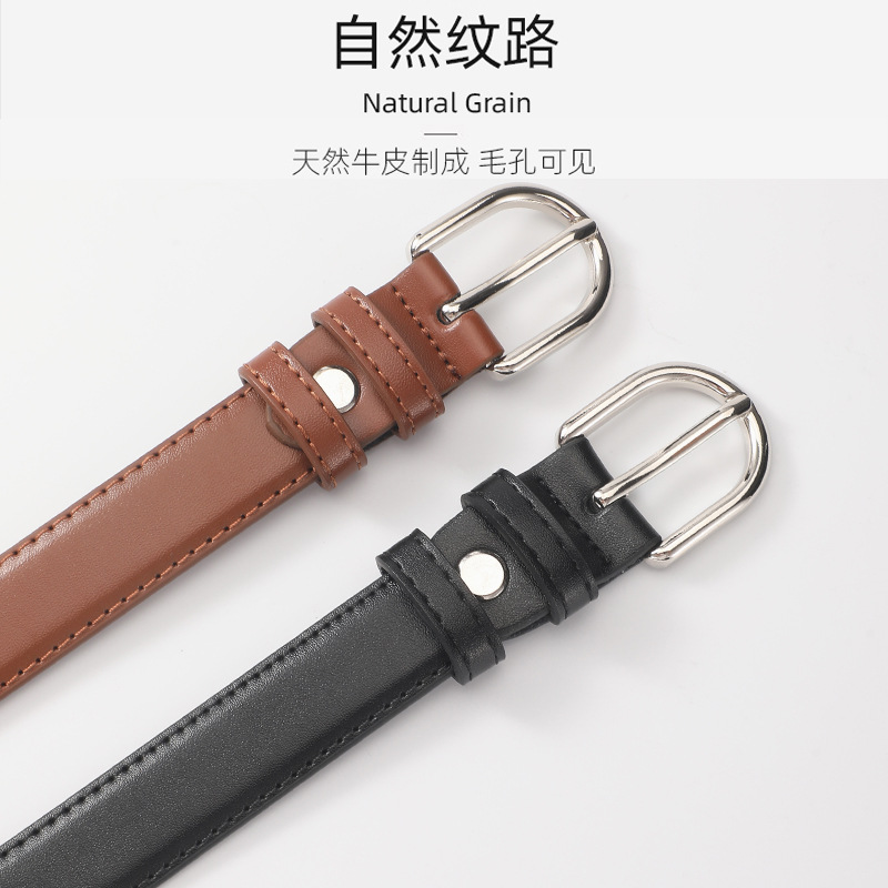 Nuevo cinturón de mujer de cuero de moda casual jeans cinturón de moda joven pantalones de moda de plata hebilla negra