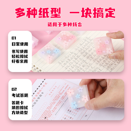 Deli Sakura Eraser, debris-free jelly sandwich like leather eraser, transparent creative like leather cuttable eraser