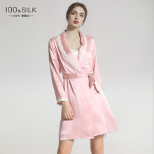 19姆米重磅真丝睡袍女士100%桑蚕丝丝绸轻奢晨袍高级感家居服单袍