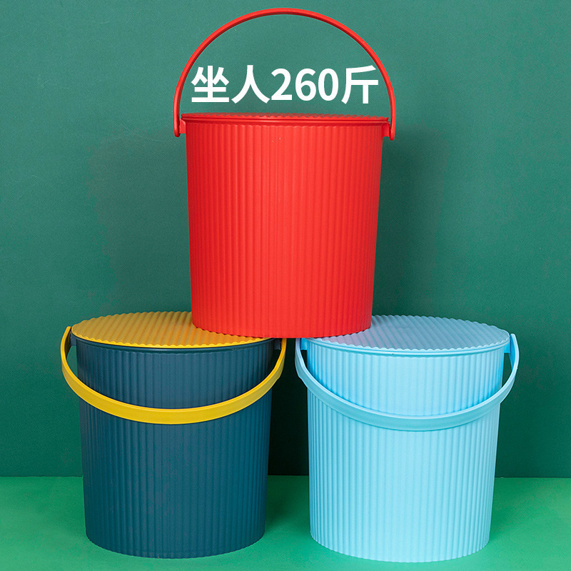 Thickened Plastic Bucket Stool with Lid, Suitable for Sitting, Kindergarten Bucket, Storage Bucket, Portable Car Wash Bucket, Fishing Bucket, Washing Bucket Thickened Plastic Bucket Stool with Lid, Suitable for Sitting, Kindergarten Bucket, Storage Bucket, Portable Car Wash Bucket, Fishing Bucket, Washing Bucket