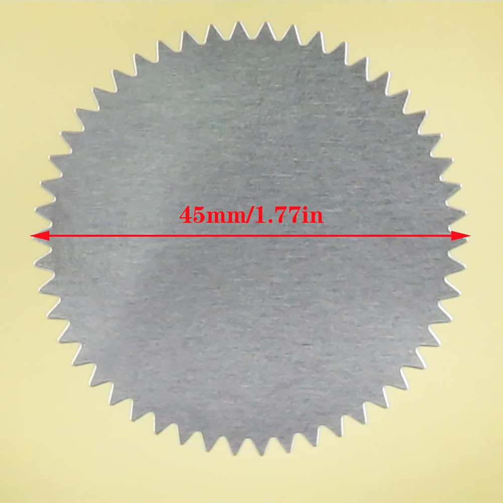 45MM 스팟 골드 및 실버 스탬프 스티커 기어 모양 엠보싱 스티커 메달 인증서 봉인