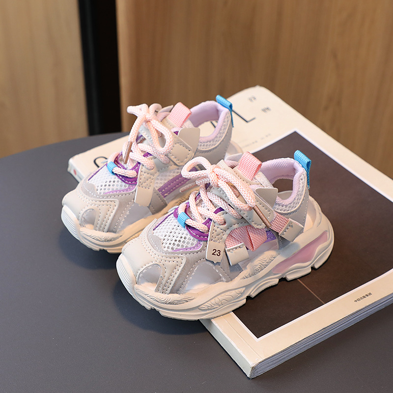 Summer New Sports Sandals Girls' Hollow Breathable Baby Soft Sole Little Children's Boys' Dad Shoes_voghion.com