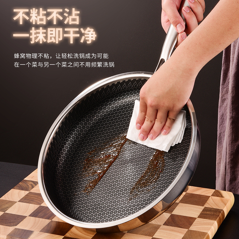 コーティングされていない 316 三層鋼フライパン家庭用ノンスティックフライパン食品グレードの厚みのある電磁調理器特別なステーキフライパン|undefined