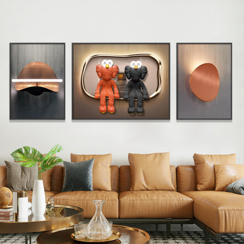 Luxury trend Kaws living room decoration painting Sesame Street plush sofa background wall hanging painting violent bear bedside mural 