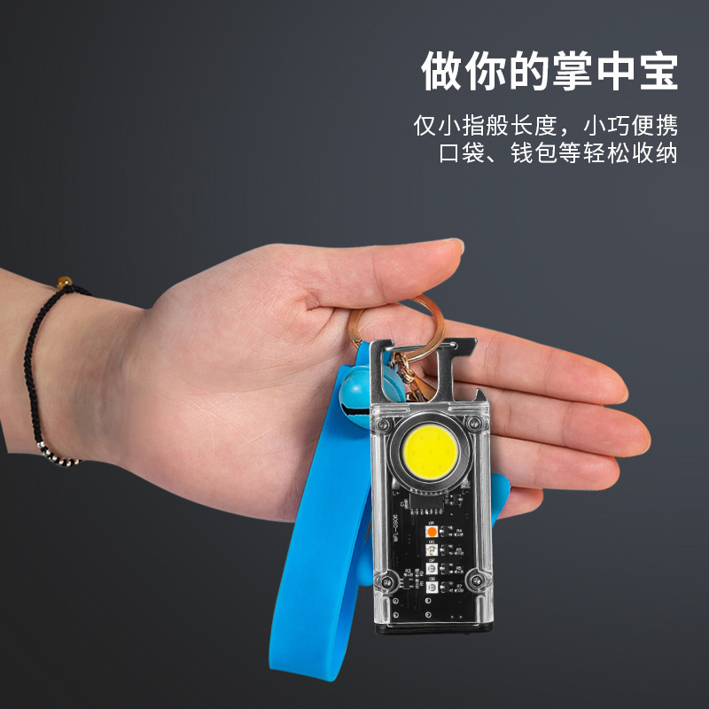 Guangxunlai New Mini Work Light Magnetic Strong Light Flashlight Keychain Lamp Cob Multifunctional Purple Light Banknote Detector 