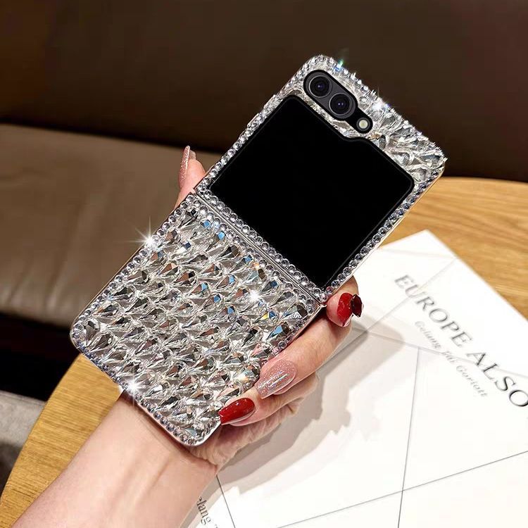 Luxurious Diamond-Encrusted Case Suitable for Samsung Zflip7 Mobile Phone Case Foldable W23Flip Goddess Zflip6 Anti-Fall Protective Case