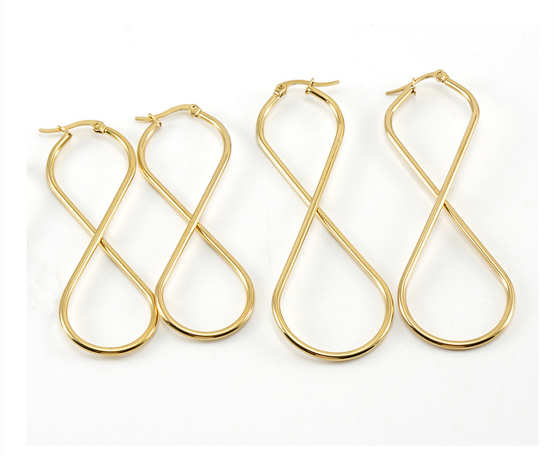 Simple Style 8 Number Stainless Steel Drop Earrings Gold Plated Stainless Steel Earrings display picture 2
