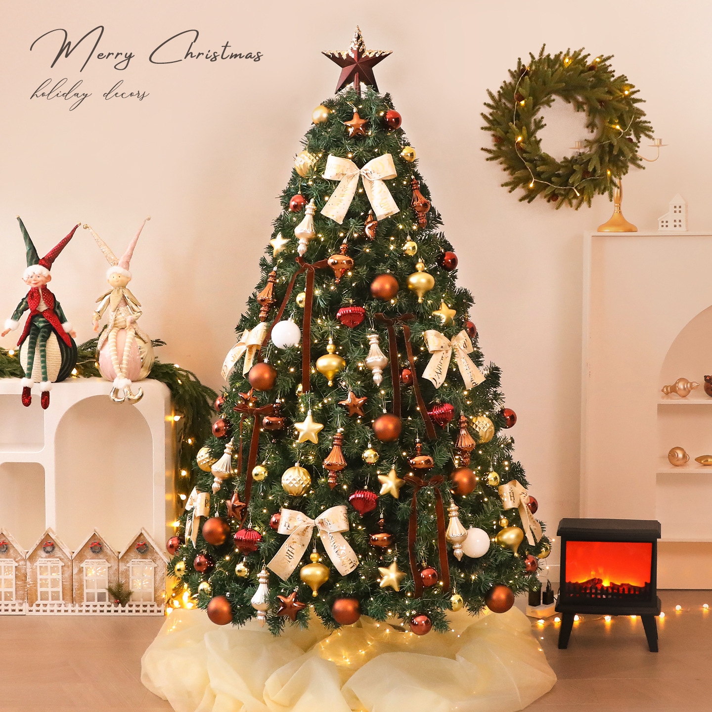 Nuevo árbol de Navidad de arco grande conjunto de PVC decoración de árbol de Navidad decoración de la casa de hotel sala de estar decoración grande