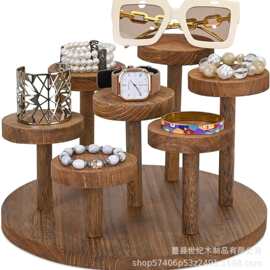 木质立管支架迷你首饰展示架用于桌面摆件小蛋糕饰品手办娃娃展架