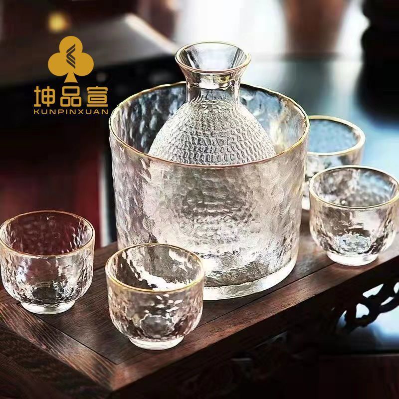 日本製ガラス酒器、透明ワインウォーマー、小ワイングラス、高級家庭用黄酒、梅酒セット|undefined