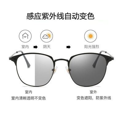 Metal Eyebrow Eyeglass frame Retro Spectacle frame men and women currency new pattern Blue light Discoloration Plain glasses
