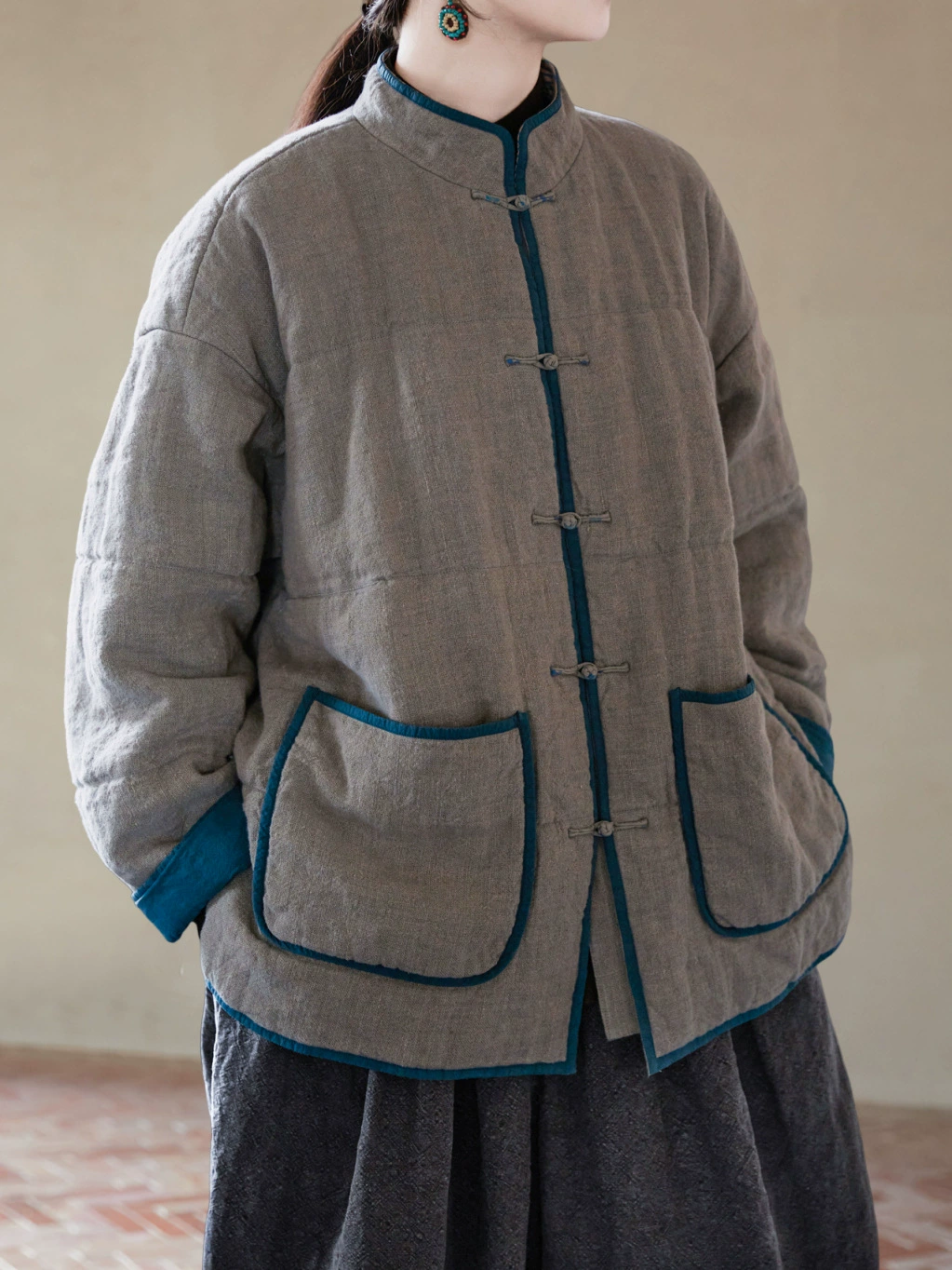 Demi-season keep warm quilted down jacket, Chinese style