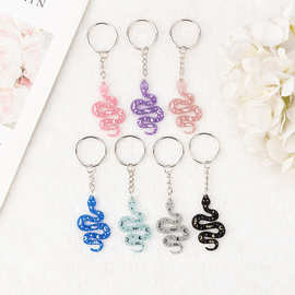 钥匙扣 欧美亚克力 卡通闪粉动物眼镜蛇 蛇  包包挂件可定