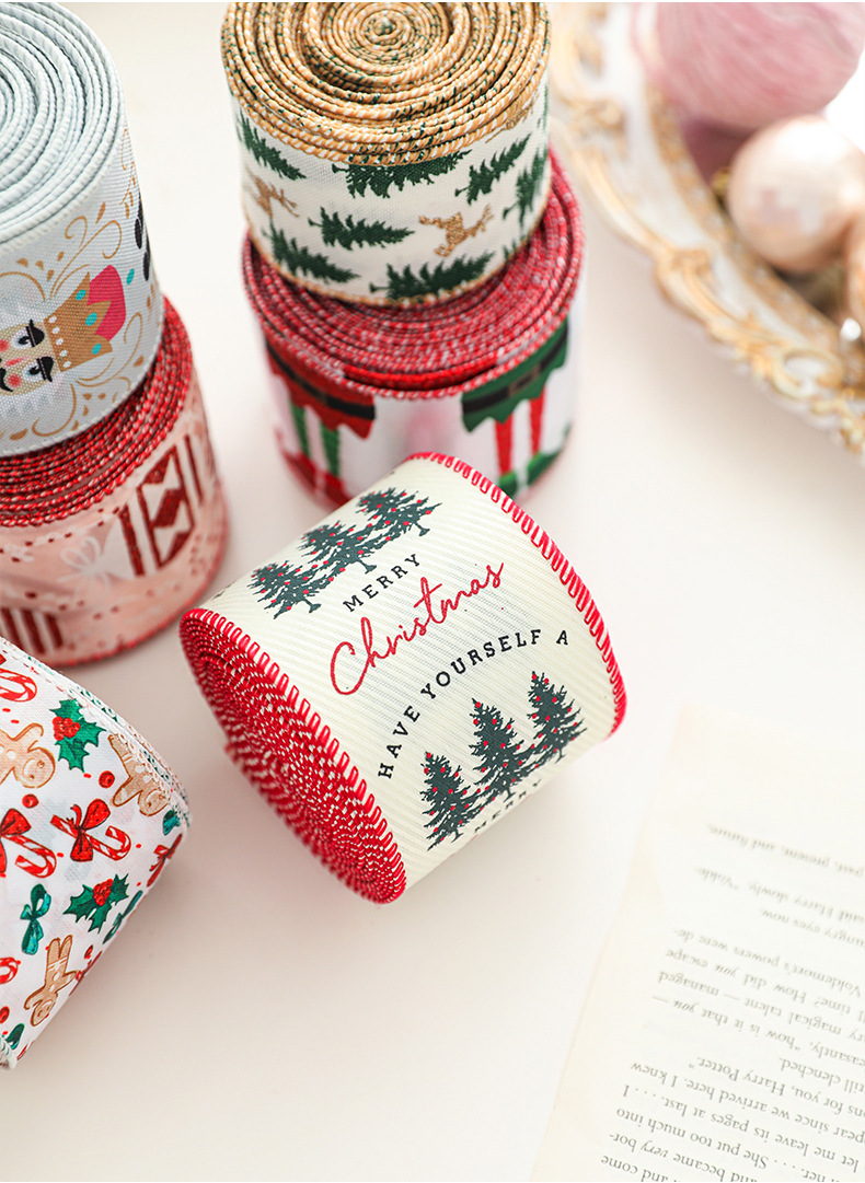25g Weight Colored Ribbons Event & Party Supplies 1 Roll Quantity Holiday, Banquet Occasion Christmas Festival Gingerbread, Letter Pattern Cartoon Style, Cute Style Christmas Cartoon Style Cute Gingerbread Letter Holiday Banquet Colored Ribbons Party Accessories 5