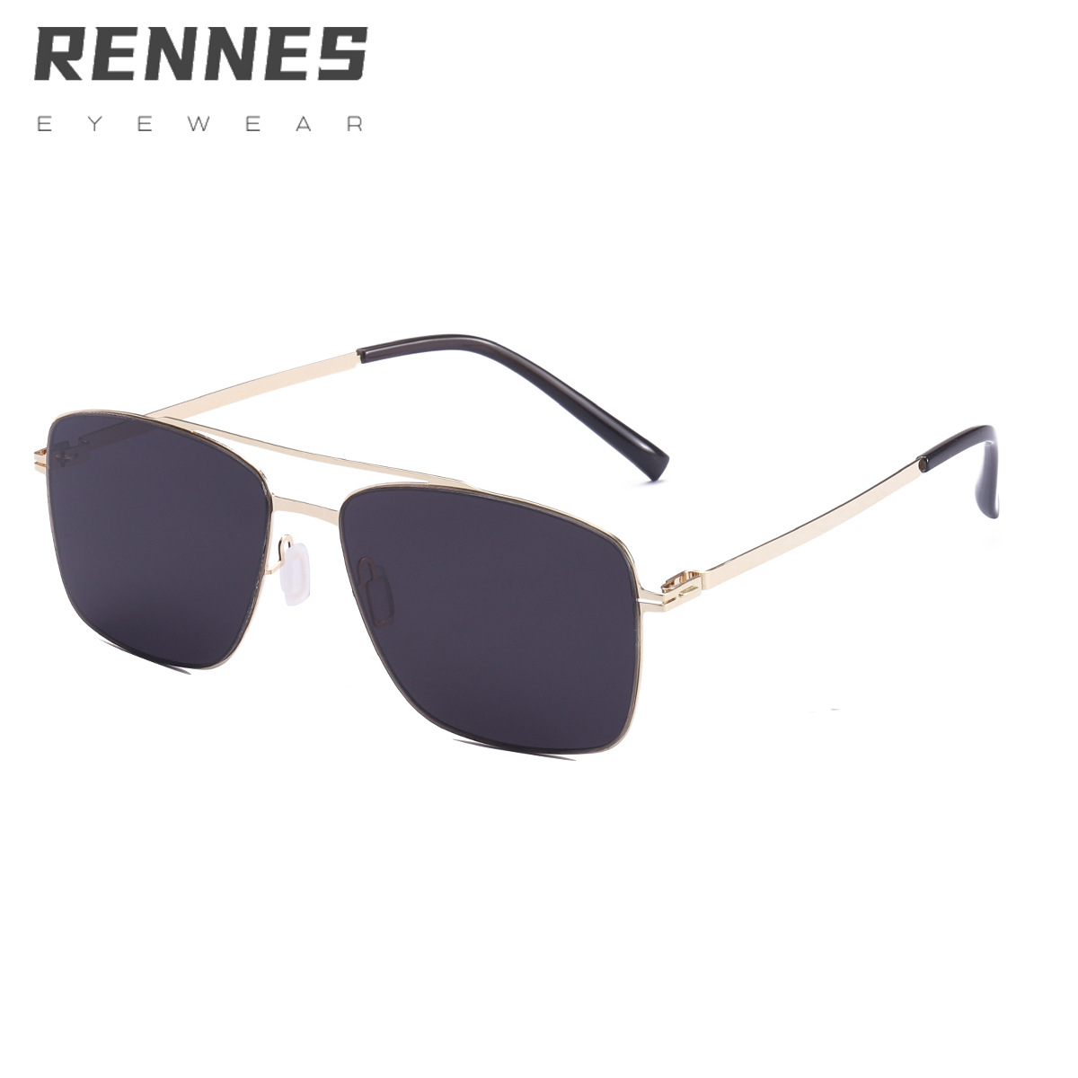 2021 nuevo doble haz cuadrado de acero inoxidable gafas de sol de acero cuero luz screeless primavera gafas pierna hombres gafas de sol