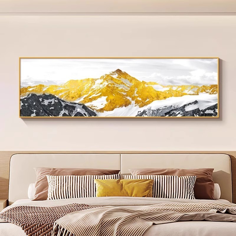 新款日照金山沙发背景墙装饰画背靠金山客厅壁画夫妻主卧床头挂画|undefined