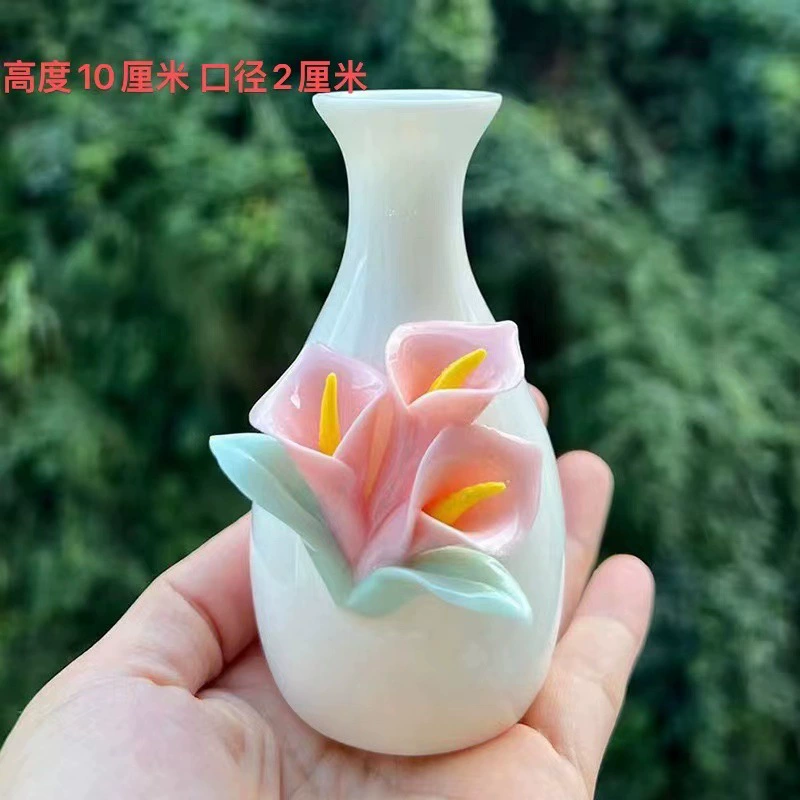 Handmade mini vase flower bottle flower ceramic ornaments dry flower inserting water -breed living room study frame desktop decoration