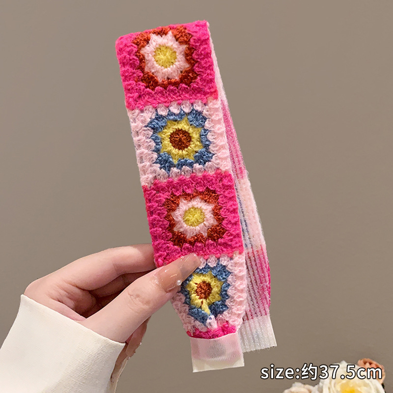 Retro francés velcro de punto para niños 2025 nuevo acabado de cabello de artefacto de la banda de cabello de niña dulce correa de cabello