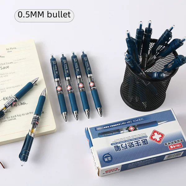 Press the Blue and Black Gel Pen 0.5mm Can Be Customized with Logo, Doctor Supplies, Open Single Ink Blue Double Bead Office Signature Pen