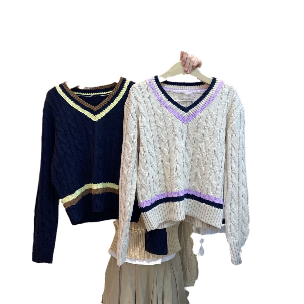24 invierno Puyuan estilo casual japonés y coreano ropa de mujer casual lana mezcla chaqueta suéter de cuello en V image 6