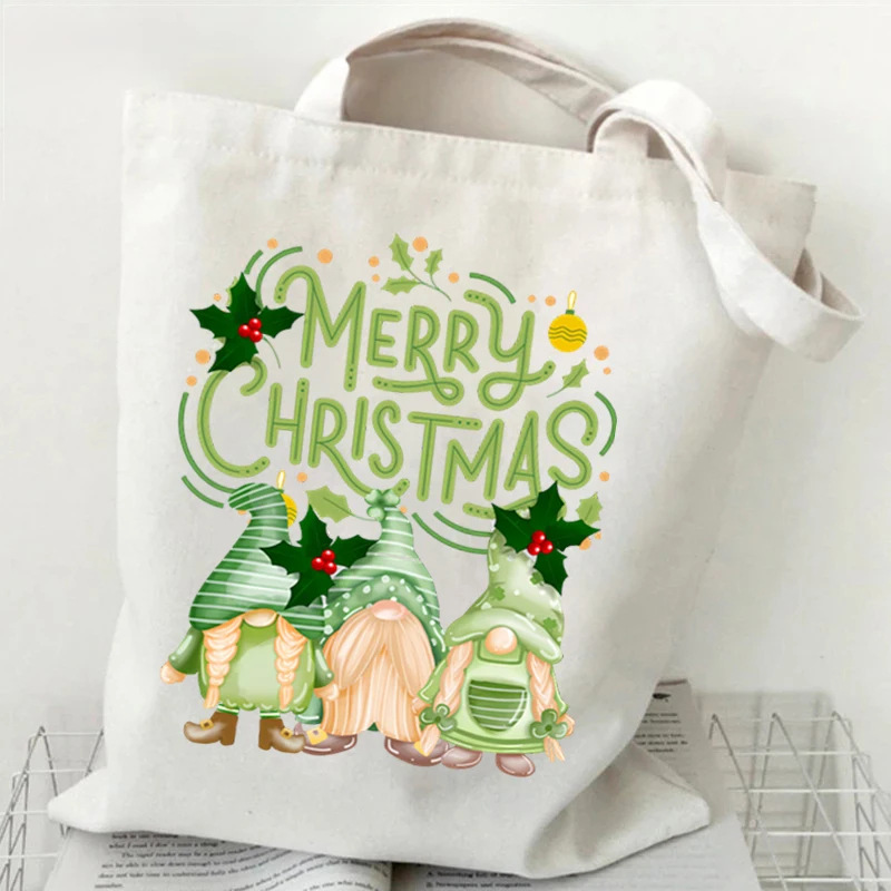 European and American Christmas Personality Design Dwarf Penguin Merry Christmas Printing Portable Shoulder Bag Women's Shopping Bag