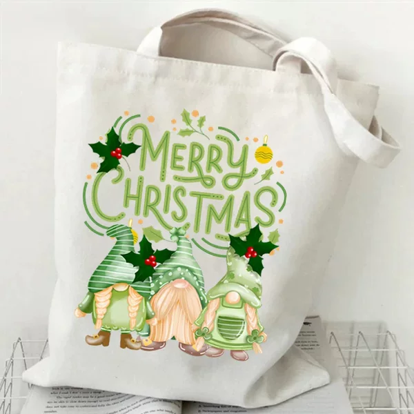 European and American Christmas Personality Design Dwarf Penguin Merry Christmas Printing Portable Shoulder Bag Women's Shopping Bag