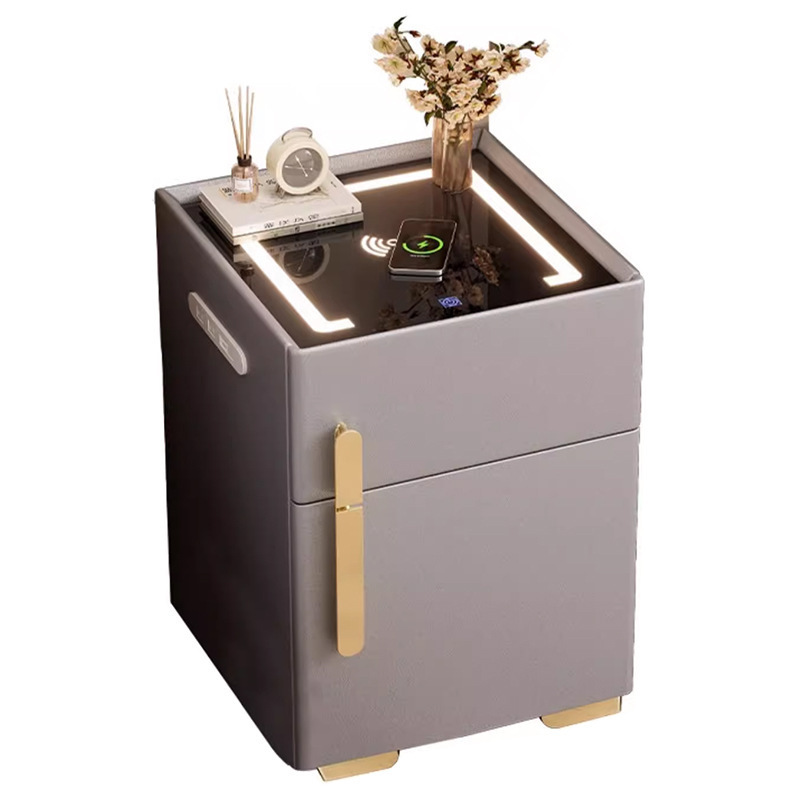 Mesita de noche inteligente caja fuerte todo en uno lujo ligero sensación de alta gama Dormitorio doméstico 2024 nueva caja fuerte multifuncional pequeña