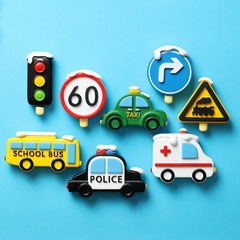 Car traffic sign fridge magnet sticker magnetic creative DIY resin accessory cultural and creative product cartoon cute