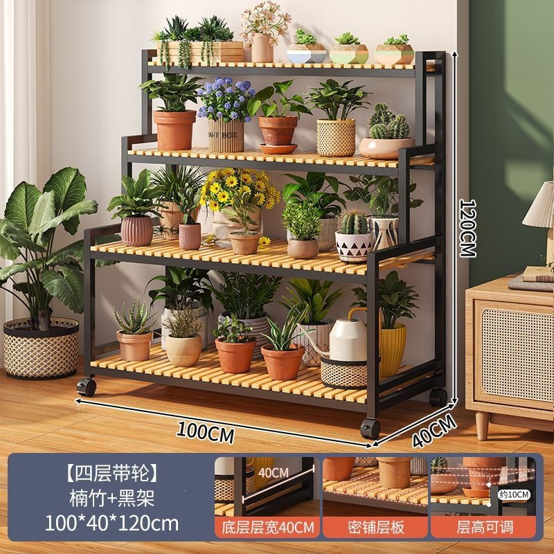 Four-tier black shelving unit, 100cm long