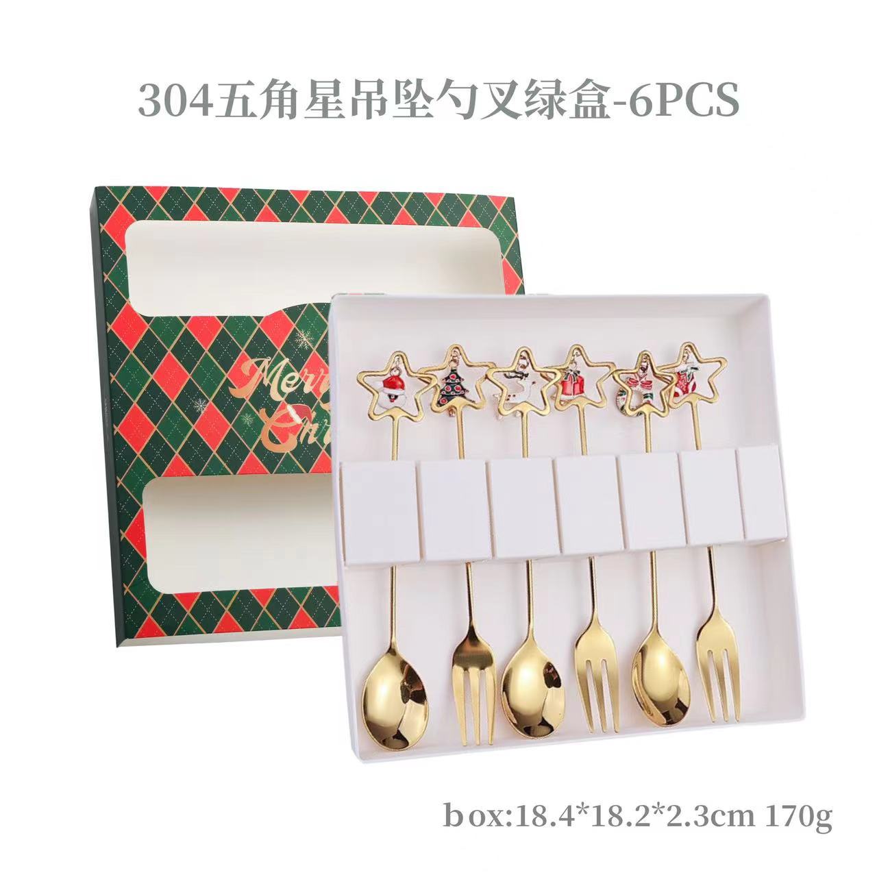 W juego de cuchara de Navidad transfronteriza dibujos animados lindo divertido muñeco de nieve cuchara postre de Navidad creativo cuchara tenedor vajilla de regalo