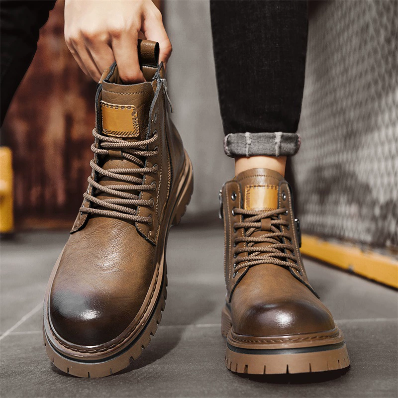 Высокие зимние ботинки (Martens) мужские, английский стиль, молния и платформа, 39–44