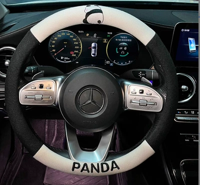 Steering wheel cover | cover - cotton-and-linen-back-panda-steering-wheel-cover-38cm